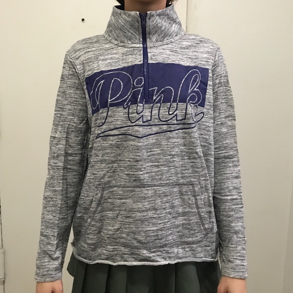 PINK Victoria's Secret Sweaters - Grey & purple Pink VS quarter zip.